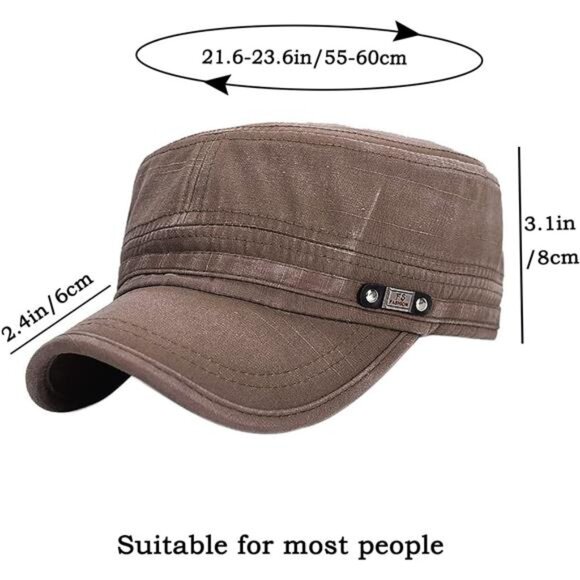 Unisex Army Cadet Cap Adjustable Flat Top Military Hat Cotton Baseball Hat - Picture 7 of 8